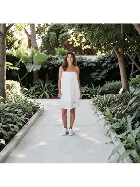 White Strapless Summer Shift Dress
